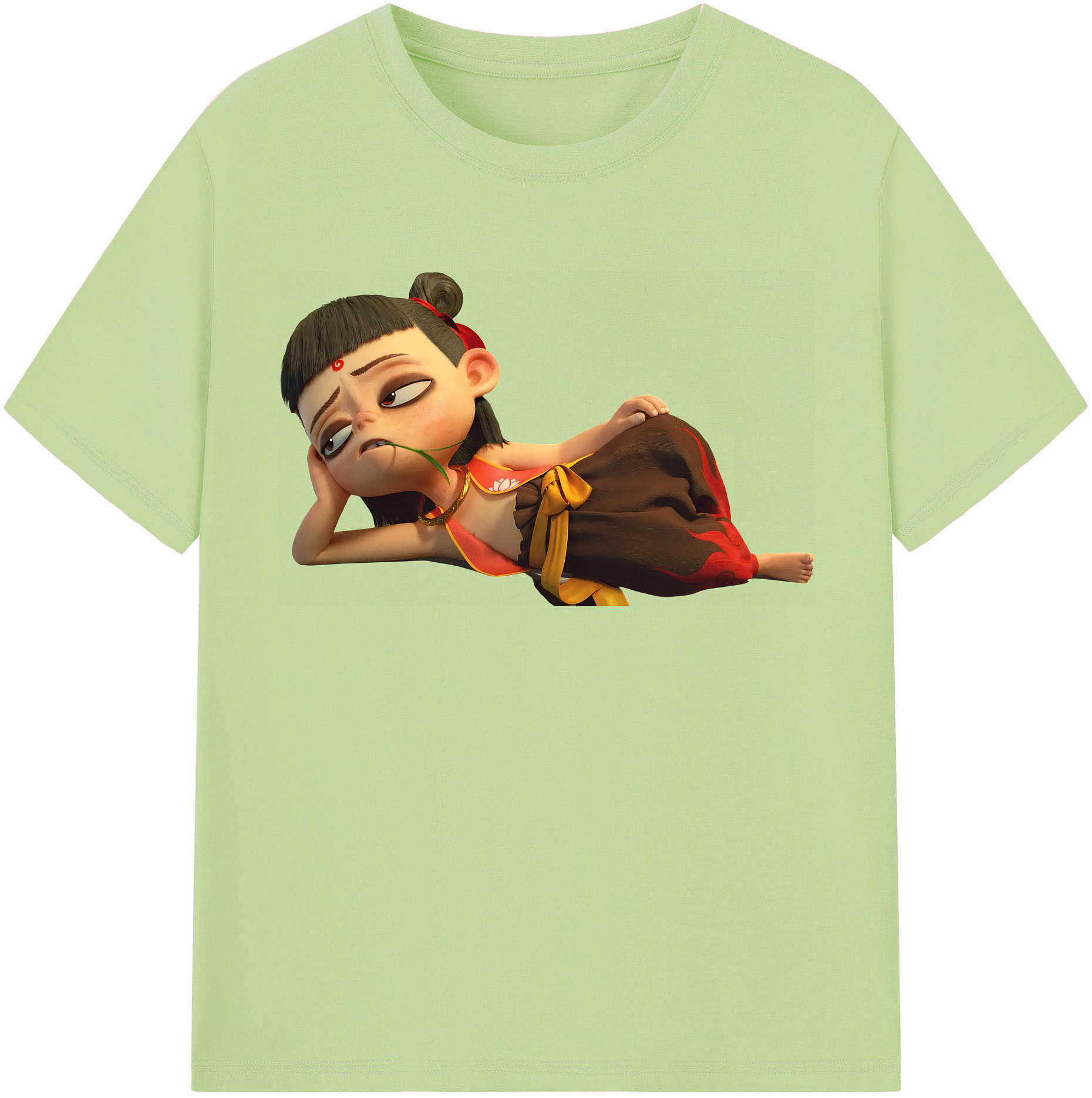 （画像用） Ne Zha 2 ナタ 魔童の大暴れ 綿100％半袖Tシャツ（フロントプリント）